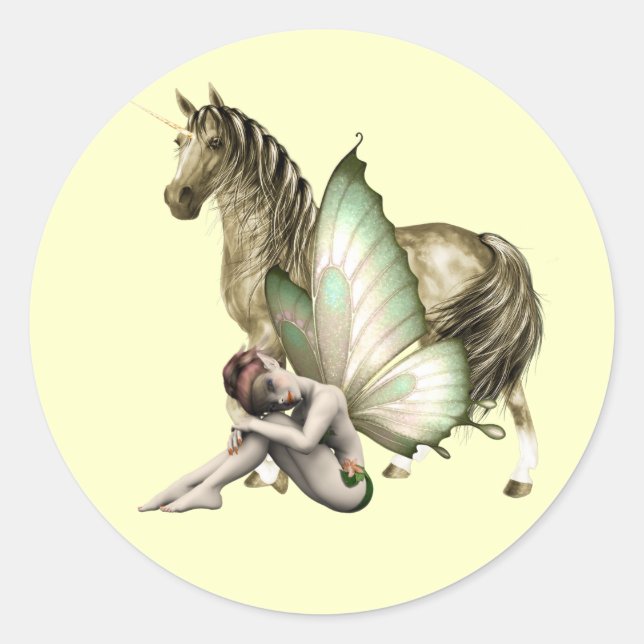 Golden Unicorn & Shy Fairy Sticker (Vorderseite)