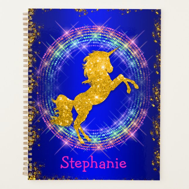 Golden Unicorn und Sparkling Rainbow Blue Planer (Vorderseite)