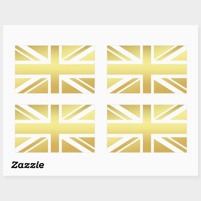 Golden Union Jack British Flag Rechteckiger Aufkleber (Blatt)