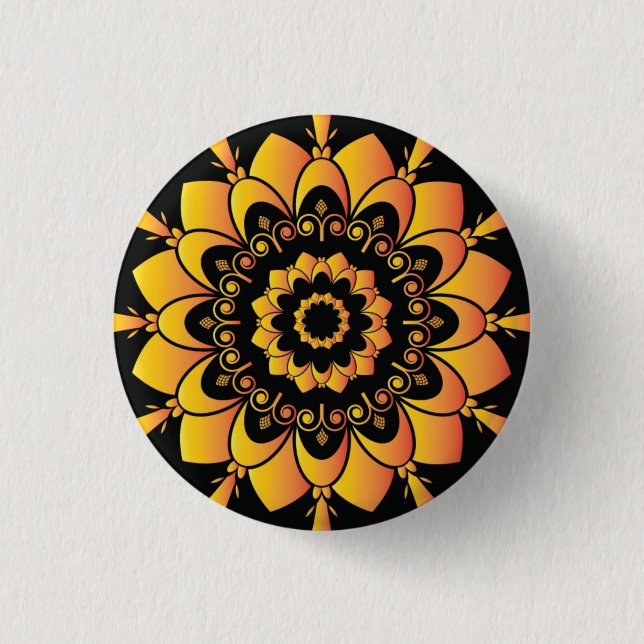 Golden Unique Mandala Design Button (Vorderseite)