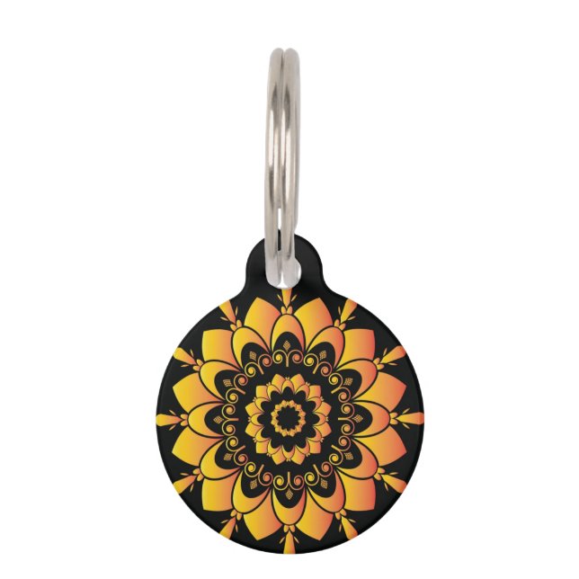 Golden Unique Mandala Design Haustiermarke (Vorderseite)