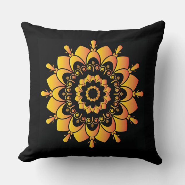 Golden Unique Mandala Design Kissen (Vorderseite)