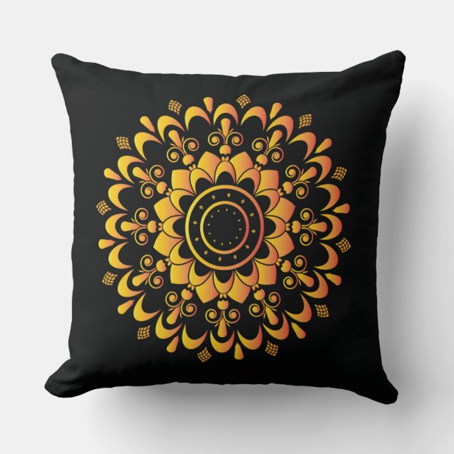 Golden Unique Mandala Design Kissen (Vorderseite)