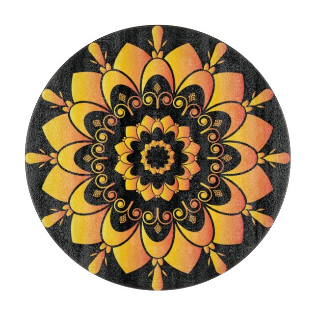 Golden Unique Mandala Design Schneidebrett (Vorderseite)