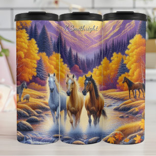 Golden Valley Horses Majestätischer Stromlauf Thermosbecher