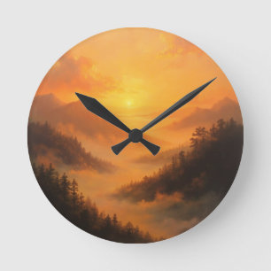 Golden Valley Sunrise Runde Wanduhr