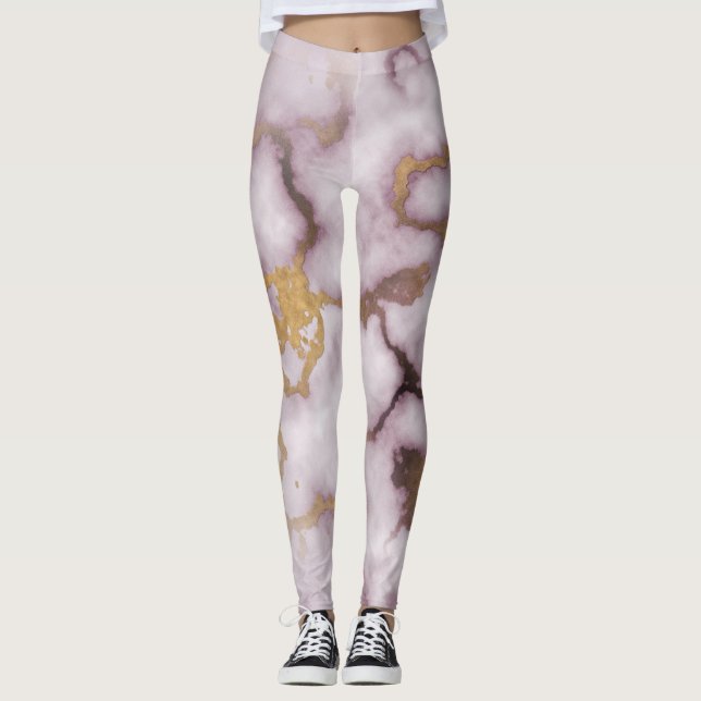 Golden Vein Marble  Blush Aura  Leggings  (Vorderseite)