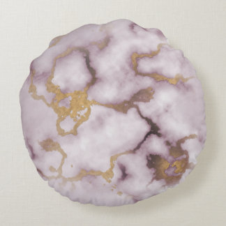 Golden Vein Marble Blush Aura Throw Pillows Rundes Kissen