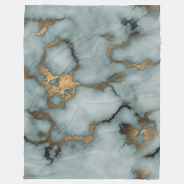 Golden Vein Marble Ocean Mist Fleece Blanket (Vorderseite)