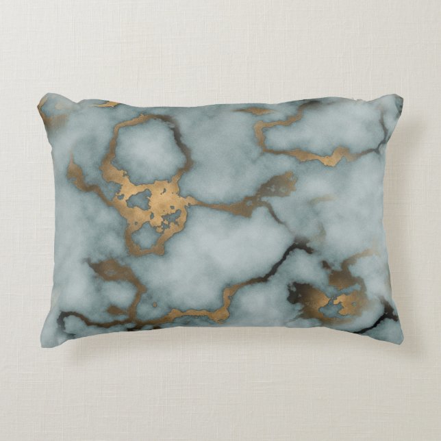 Golden Vein Marble  Ocean Mist  Throw Pillows Dekokissen (Vorderseite)