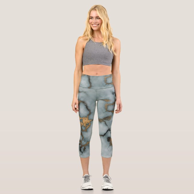 Golden Vein Marmor Ocean Mist Leggings (Vorderseite)