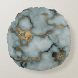 Golden Vein Marmor  Ocean Mist Wurfkissen Rundes Kissen