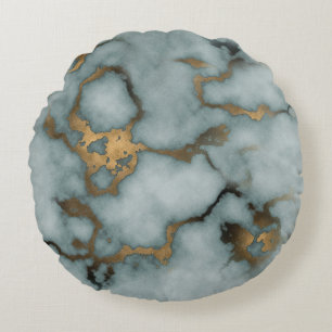 Golden Vein Marmor Ocean Mist Wurfkissen Rundes Kissen