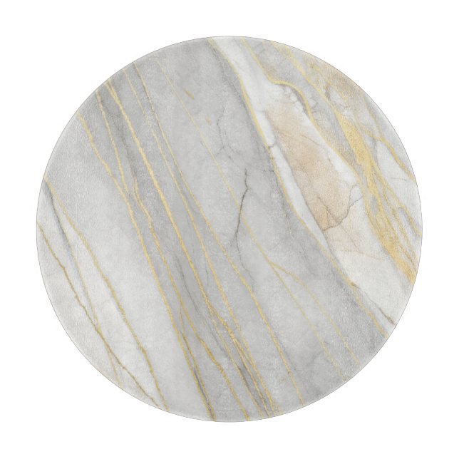 Golden Veined Carrara Marble Texture Schneidebrett (Vorderseite)