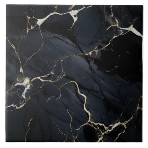 Golden Veins Artistry Black Marble Tile Fliese