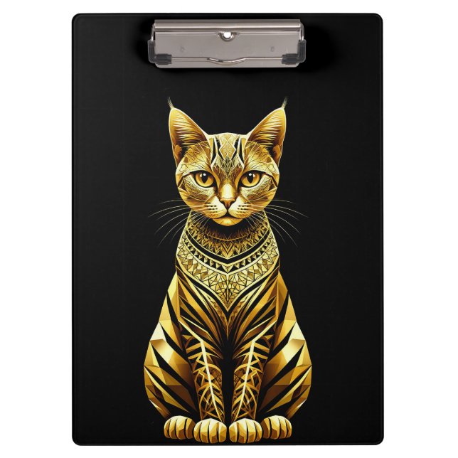 Golden Verziert Cat Illustration Klemmbrett (Vorderseite)