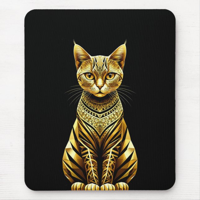 Golden Verziert Cat Illustration Mousepad (Vorne)