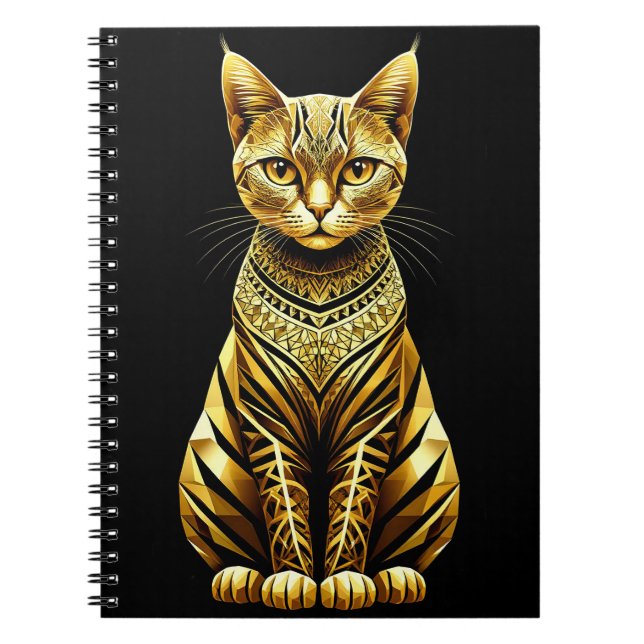 Golden Verziert Cat Illustration Notizblock (Vorderseite)