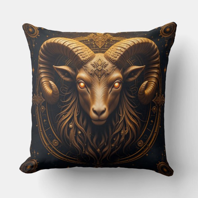Golden Verziert Ram Head Kissen (Vorderseite)