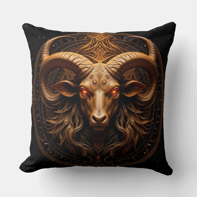 Golden Verziert Ram Head Kissen (Vorderseite)