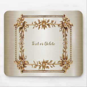 Golden Verziert Rectangle Dimond Blume Shiny Mousepad