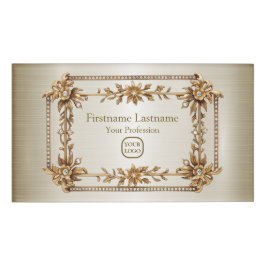 Golden Verziert Rectangle Dimond Blume Shiny Namenschild