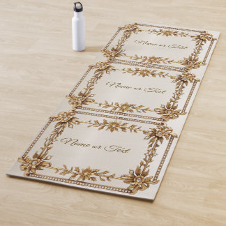 Golden Verziert Rectangle Dimond Blume Shiny Yogamatte