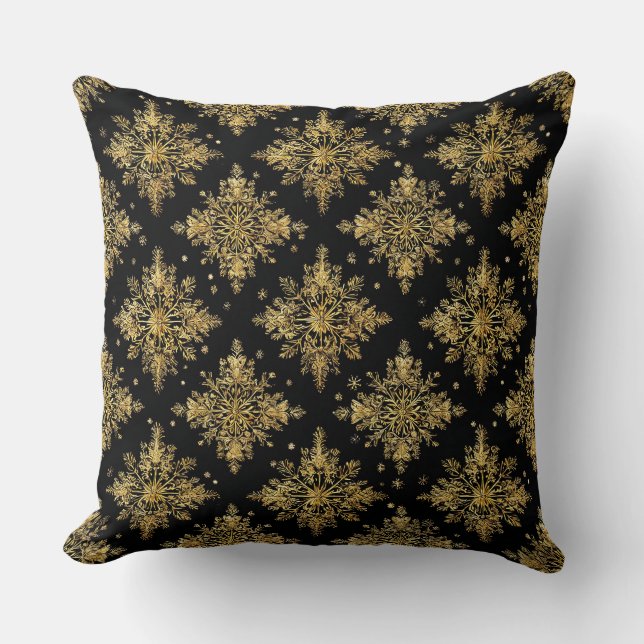 Golden Verziert Snowflake Pattern Kissen (Vorderseite)