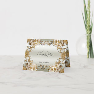 Golden Verziert White Blume Danke Karte