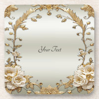 Golden Verziert White Blume Hard Plastic Untersetz