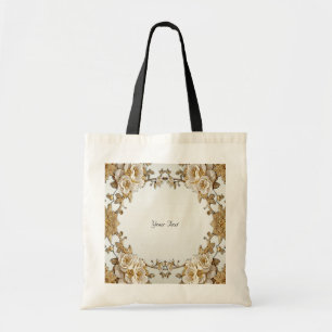 Golden Verziert White Blume Totbeutel Tragetasche