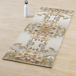 Golden Verziert White Blume Yoga Mat Yogamatte
