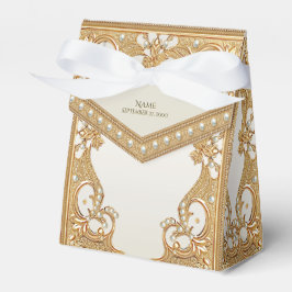 Golden Verziert White Pearls Gefälligkeitsbox Geschenkschachtel