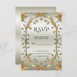 Golden Verzierte Blume RSVP-Karte RSVP Karte