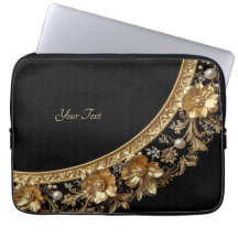 Golden verzierte Blumen Laptop-Hülle