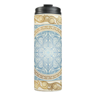 Golden verzierte dekorative Vintage Gestaltung Thermosbecher