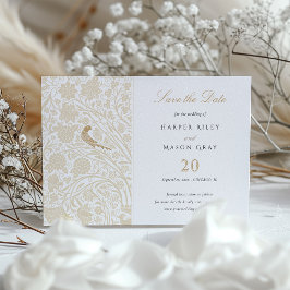 Golden Viktorianisch Love Birds Save the Date Einladung