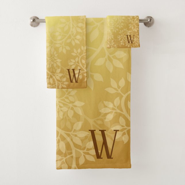 Golden Vine Monogram Badhandtuch Set (Insitu)