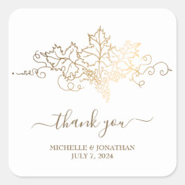 Golden Vineyard Gastgeschenk Hochzeit Quadratischer Aufkleber