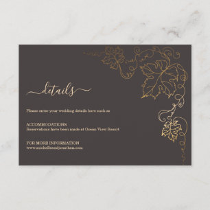 Golden Vineyard Gray Brown Hochzeitskarte Begleitkarte