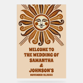 Golden Vintag Boho Sun Wedding Willkommen Mattiert Acrylschild