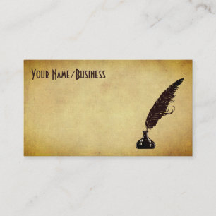 Golden Vintag Quill Pen und Ink Well Visitenkarte