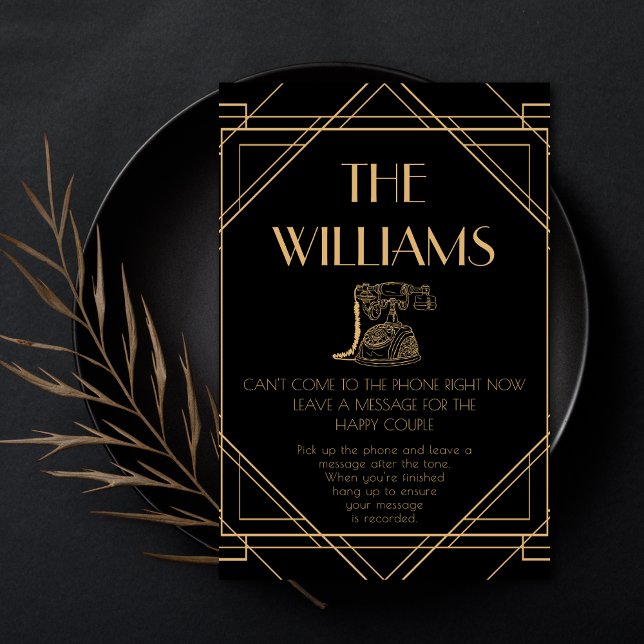 Golden Vintag Telefone Audio Gästebuchunterschrift Sockelschild (Von Creator hochgeladen)