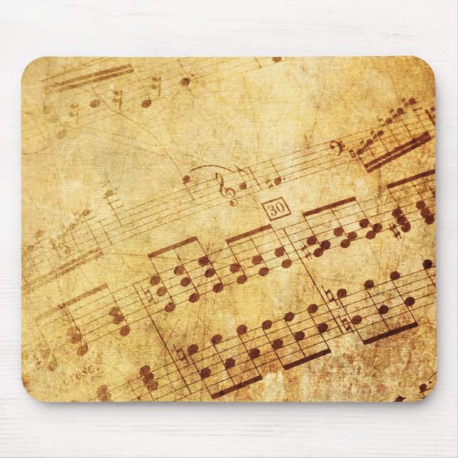 Golden Vintage Notennotiz Mousepad (Vorne)