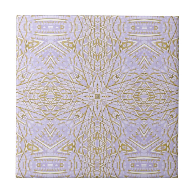 Golden violet lavender lila star geometrisch fliese (Vorderseite)