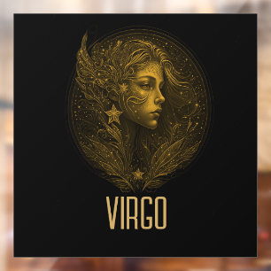 Golden Virgo Klassisches Tierzeichen schwarz Fensteraufkleber