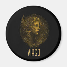 Golden Virgo Klassisches Tierzeichen schwarz Magnet