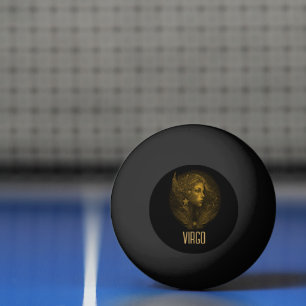 Golden Virgo Klassisches Tierzeichen schwarz Tischtennisball