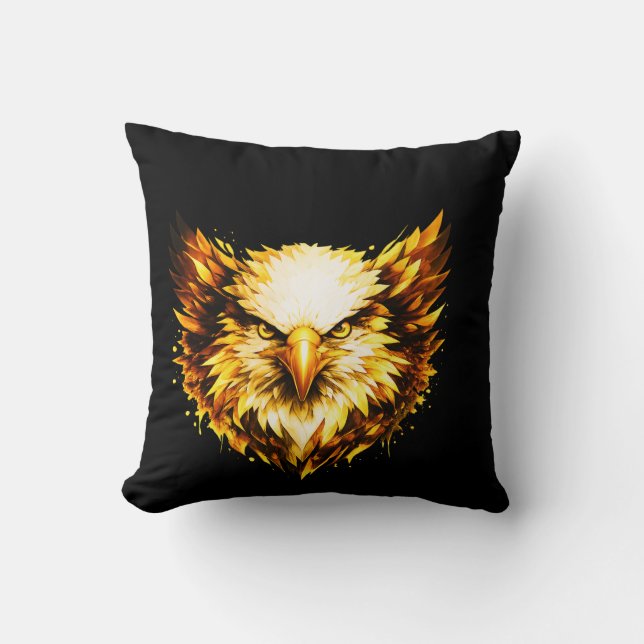 Golden Vision Eagle | Fette illustrierte Aussage Kissen (Vorderseite)