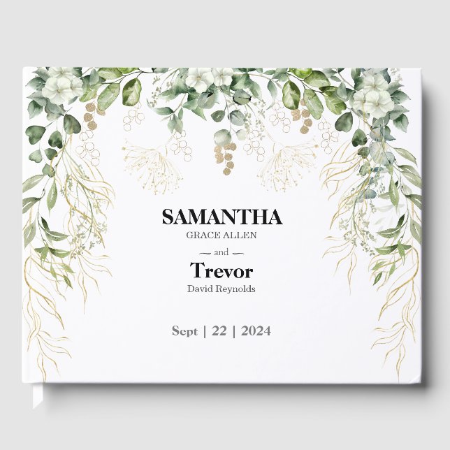 Golden Vows: Ein botanisches Gästebuch für Hochzei (Vorderseite)